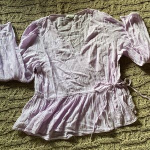 American Eagle Lilac Wrap Peplum Top